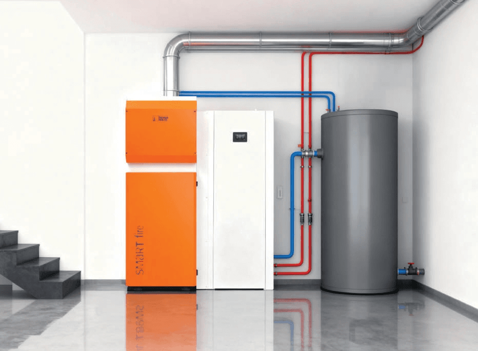 Kocioł Lazar SMARTFIRE 81 na pellet w kotłowni dużego obiektu